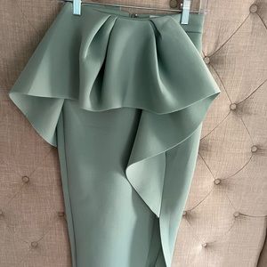 COPY - ASOS scuba midi skirt with volume frill waist in mint green